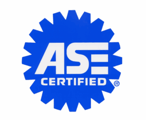 Blue ASE Certified logo with white text.