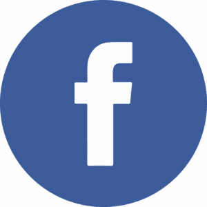 Facebook logo on a blue background.