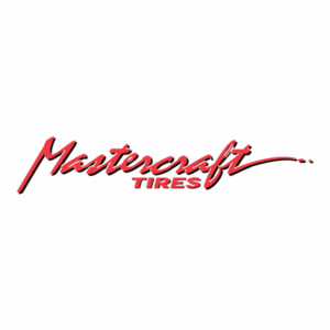 Mastercraft Tires logo with dynamic red script and tire tread design.